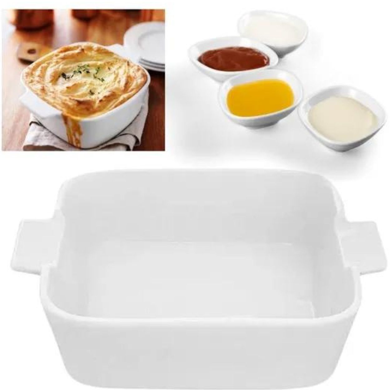 Travessa Refratária Porcelana Branca 15,5X12,8X4,5cm e 450ml Hauskraft - Image 2