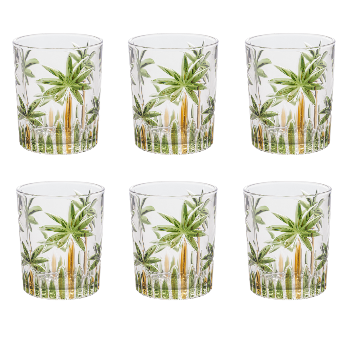Jogo Copo Baixo Cristal Palm Tree Handpaint 340ml 6un Wolff - Image 3