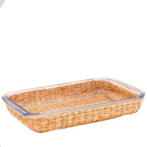 Travessa e Assadeira Refratárias 2200ML com Suporte de Rattan