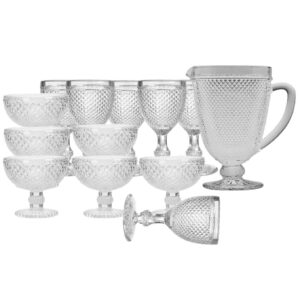 Jogo Jarra e Taças para Água e Sobremesa Bico Jaca Transparente 13pç Bom Gourmet