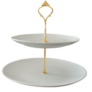 Prato para Bolo e Doces 2 Andares 27 e 25cm Porcelana Branca