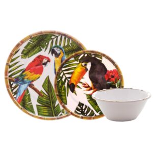 Aparelho de Jantar Estampa Arara Melamina 18pç BonGourmet