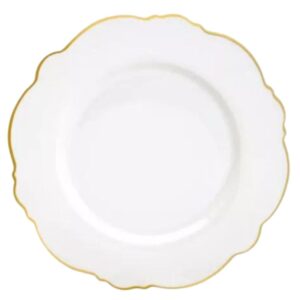 Jogo Pratos Rasos Maldivas Branco com Fio Dourado 6un Porcelana Wolff