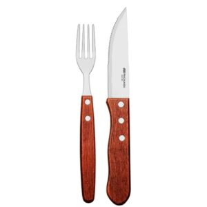 Jogo Talheres para Churrasco em Aço Inox Cabo Madeira 12pç Dynasty