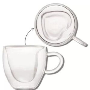 Xícara para Cafe Dupla Coração Parede de Vidro 80ml 2un Mimo Style