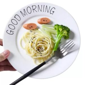 Prato de Sobremesa Tea Good Morning Minimalista 20cm 6un Porcelana Branca