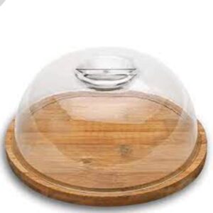 Prato para Bolo e Queijo 24x24x10cm Bambo e Acrílico