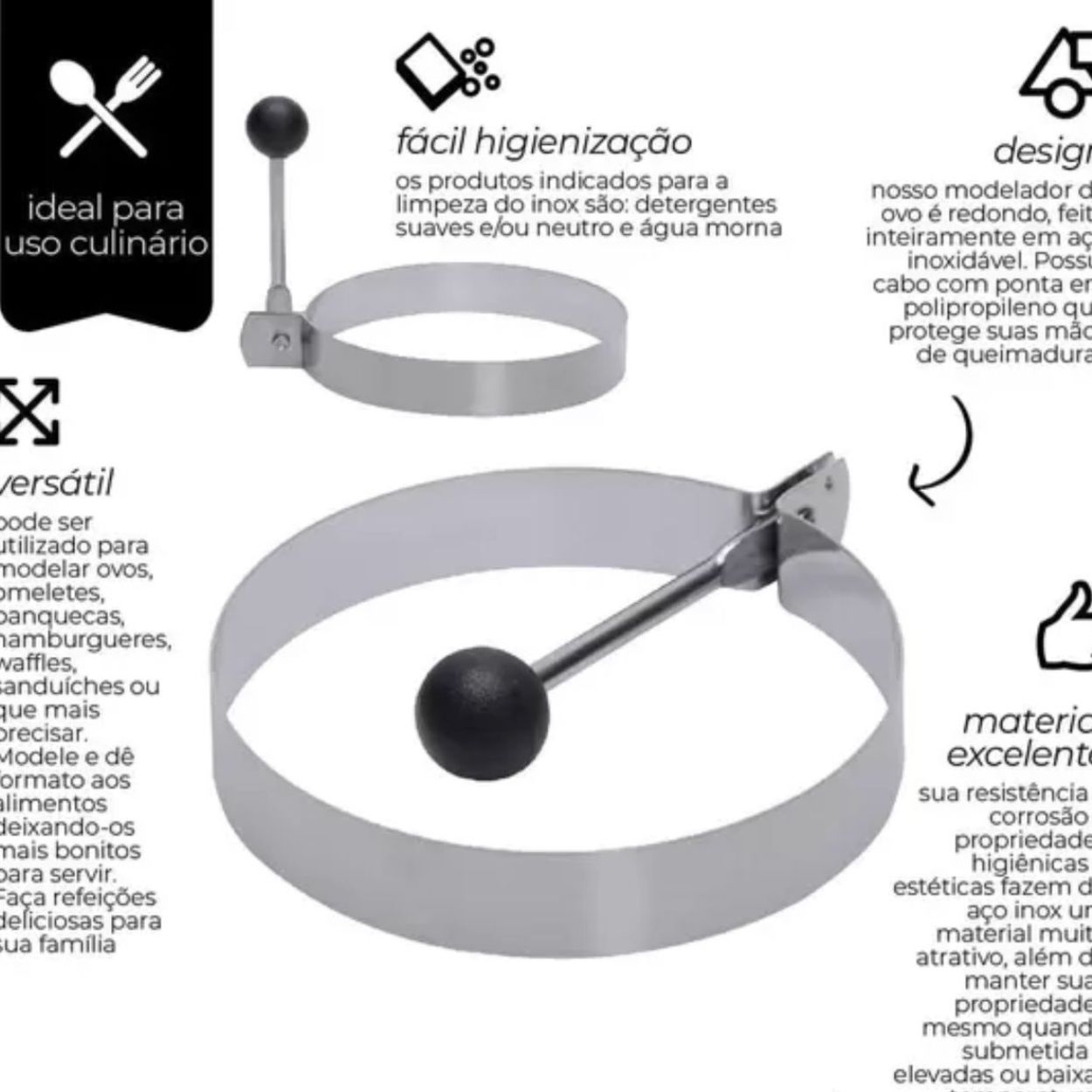 Modelador Redondo para Ovo Inox Chapa Frigideira - Image 3