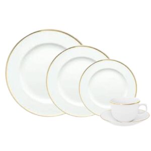 Aparelho de Jantar Chá 30pç Flamingo Sofia Ouro Porcelana Oxford