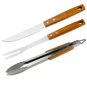 Jogo Utensílios para Churrasco 3pç Cabo Madeira Western Home