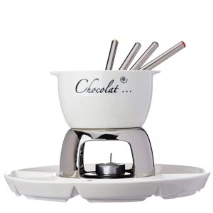 Rechaud para Fondue Charmy Cerâmica  Chocolate e Queijo com 8pç