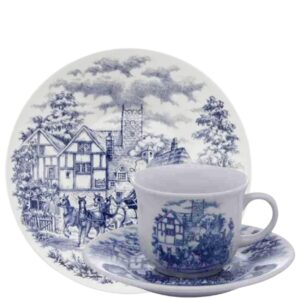 Xícara para Cha e Prato Sobremesa 18pç Cena Inglesa Oxford