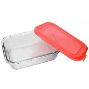 Pote Retangular Vidro Borosilicato 1000ml com Tampa 21x14,5x6cm