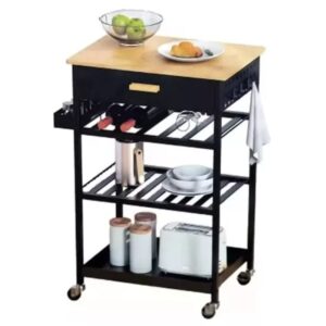 Carrinho Multifuncional Cozinha Churrasco Metal e Bambu