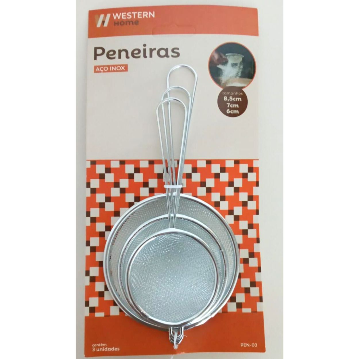 Peneiras de Aço Inox 3pç D.6,7 e 9cm Western Home - Image 3