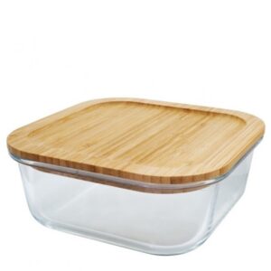 Pote Hermético de Vidro com Tampa Bambu 1,15lts Forno