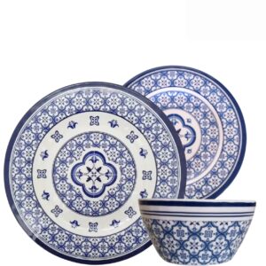 Prato Raso Sobremesa e Bowl 18pç Melamina Estampa Azulejo