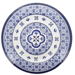 Jogo Pratos Rasos Melamina Linha Azulejo 27cm 6un Salik