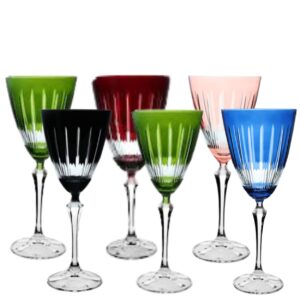 Jogo de Taças Cristal Lapidado Colorido Elizabeth para Vinho 250ml 6un Bohemia
