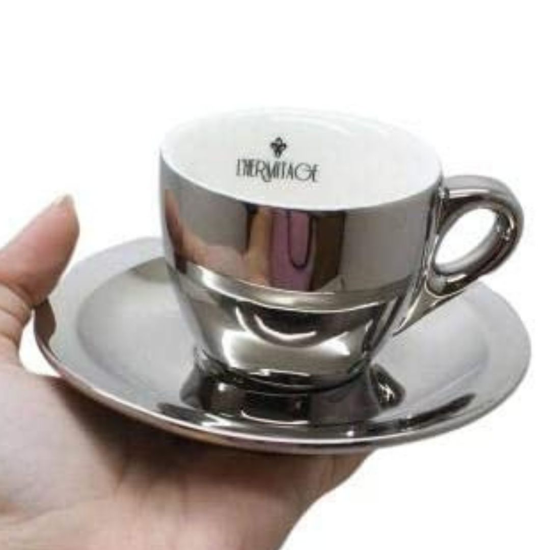 Jogo Xícaras para Café Prata Porcelana 80ml Chrominno 6un L`Hermitage - Image 2