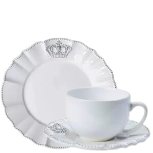 Xícara para Chá e Prato Sobremesa 12pç Windsor Branca Porto Brasil