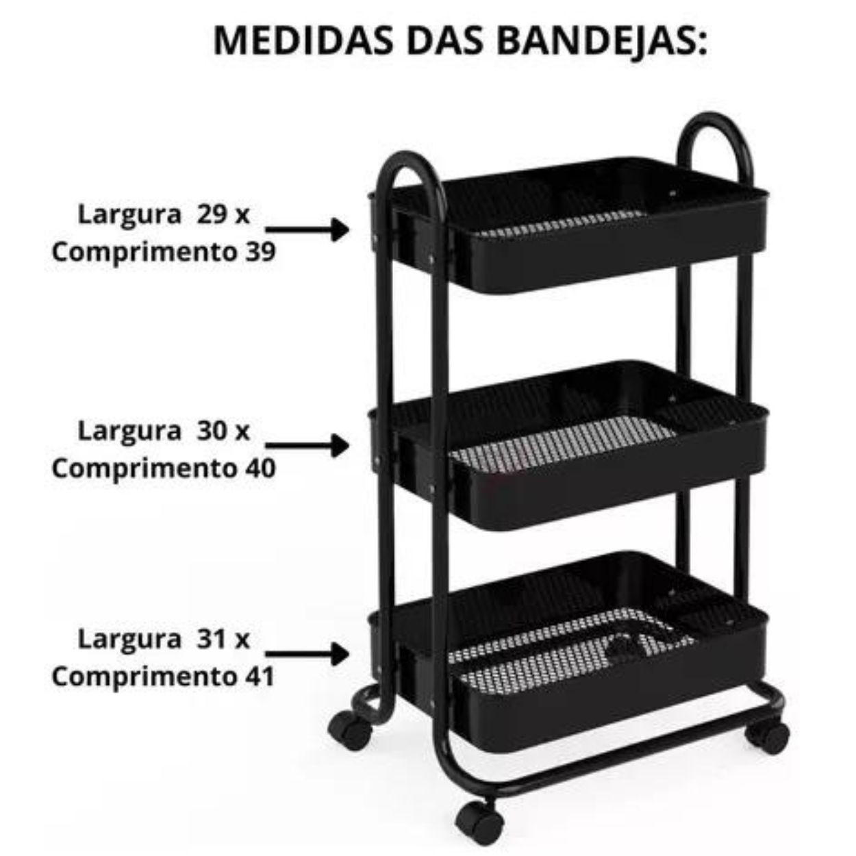 Carrinho Organizador Multiuso 3 Prateleiras com Rodinhas - Image 5