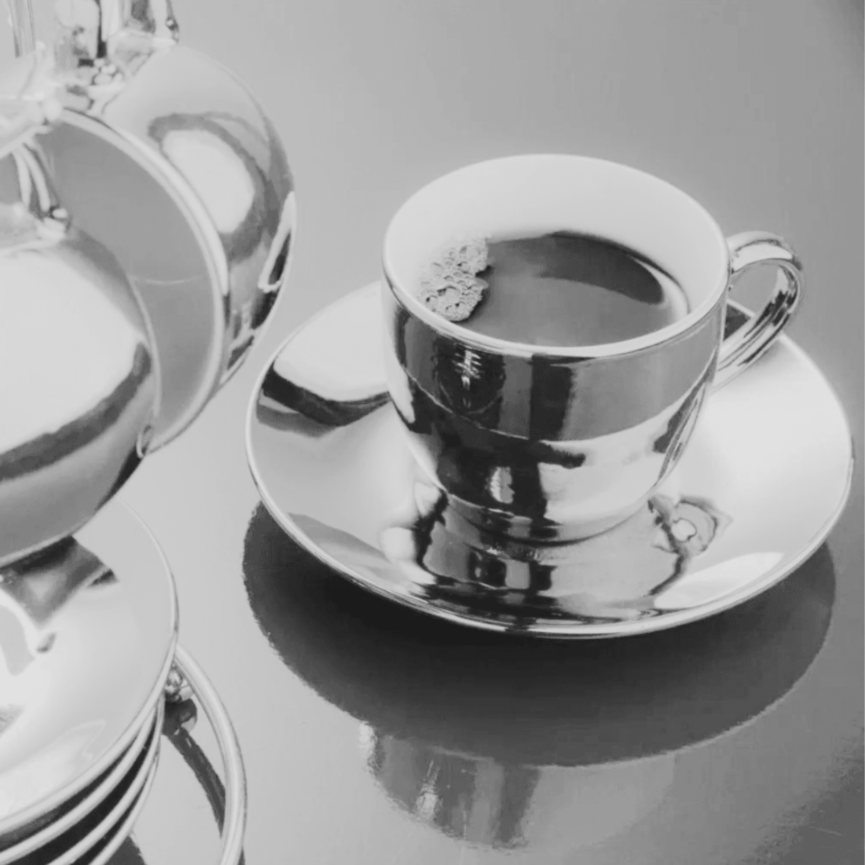 Jogo Xícaras para Café Prata Porcelana 80ml Chrominno 6un L`Hermitage - Image 6