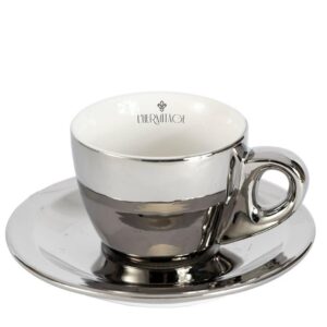 Jogo Xícaras para Café Prata Porcelana 80ml Chrominno 6un L`Hermitage