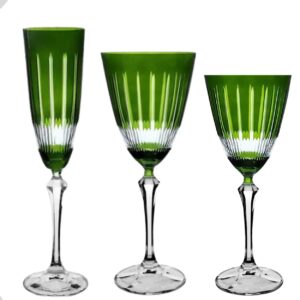 Jogo de Taças Cristal Lapidadas Elizabeth  Verde 18un Bohemia