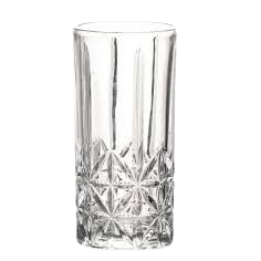 Jogo Copos Vidro Lapidados Altos 6un 360ml