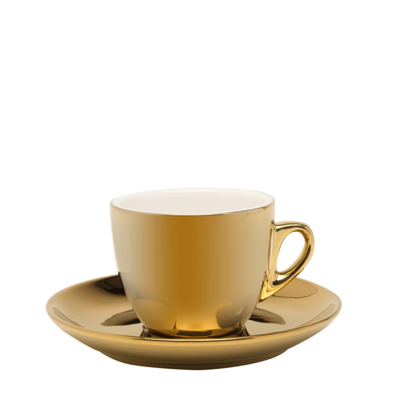 Jogo Xícaras para Cafe Porcelana Dourada c/ Rack 90ml Versa 6un Wolff - Image 2