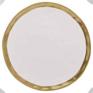 Prato Raso de Porcelana Branco e Dourado 6un Dubai