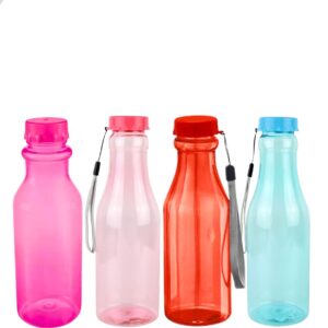 Garrafa Plástica 4un Coloridas 500ml com Tampa de Rosca para Água Suco Infantil