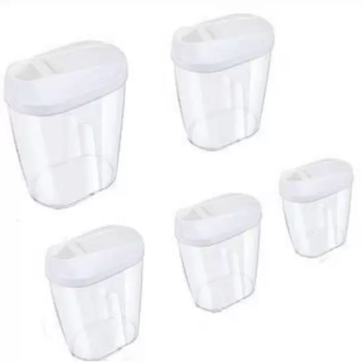 Jogo com 5 Potes para Mantimentos de Plastico com Tampa lyor - Image 2