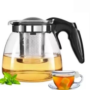 Chaleira de Vidro com Infusor Chá Café Bule 1litro Aço Inox
