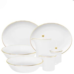 Baixela para Servir Sofia Ouro 7pç Porcelana Oxford