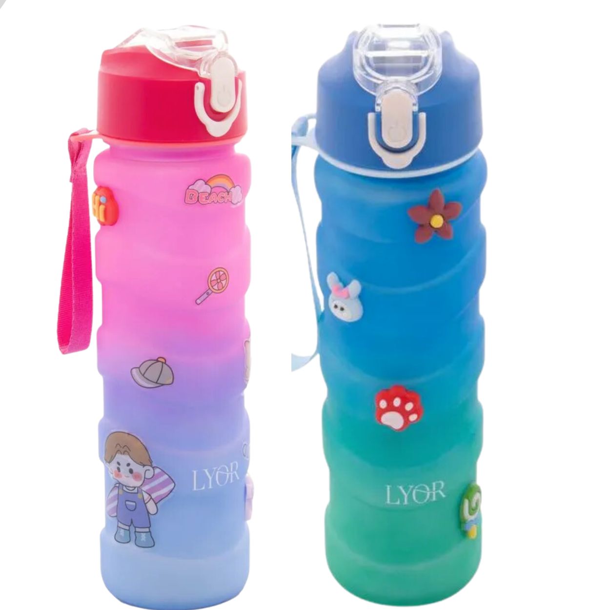 Garrafa Squeeze de Policabornato 1un 680ml com Cartelas de Adesivos Lyor
