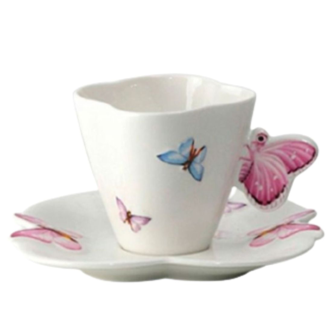 Xícara e Prato Sobremesa Borboletas 18pç Porcelana Wolff - Image 3