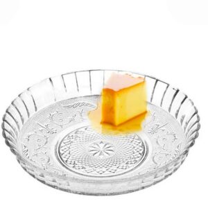 Prato para Pudim Bolo Torta Salada Vidro Decorado 30x6cm