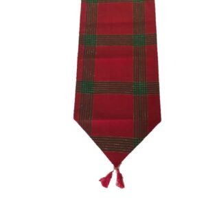 Caminho Mesa Tecido Xadrez com Fio Dourado Natal 2.20x0.36cm Nataluz