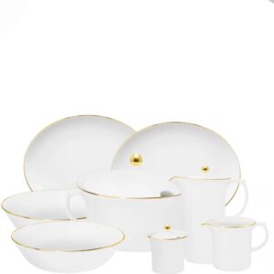 Baixela para Servir Sofia Ouro 8pç Porcelana Oxford