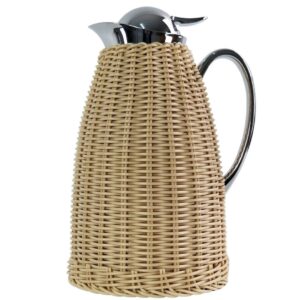 Garrafa Térmica Aço Inox Revestida com Rattan Fibra Plastica Bege 1,5L Bon Gourmet