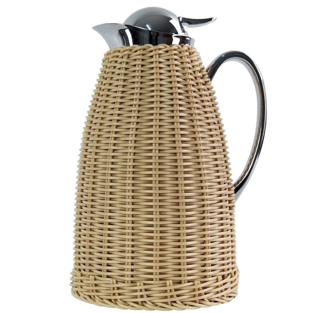 Garrafa Térmica Aço Inox Revestida com Rattan Fibra Plastica Bege 1,5L Bon Gourmet