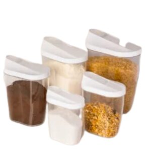 Jogo com 5 Potes para Mantimentos de Plastico com Tampa lyor