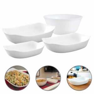 Assadeiras Travessas de Vidro Brancas Grandes p/ Forno 4un Carine