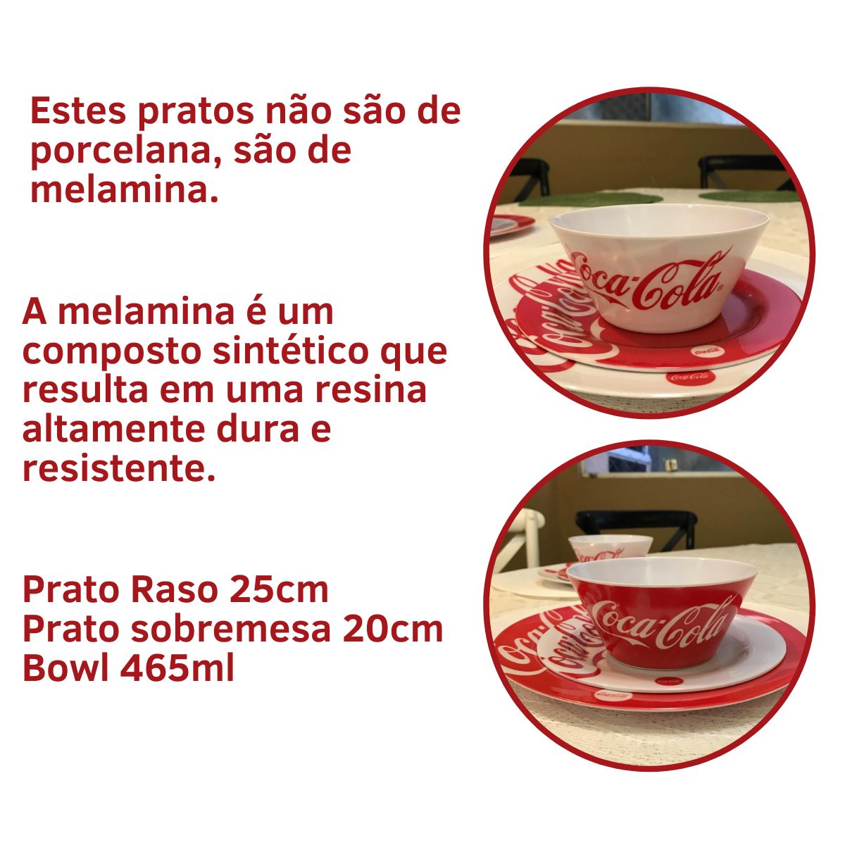 Bowl e Prato Sobremesa Melamina Coca Cola 12pç Hauskraft - Image 3