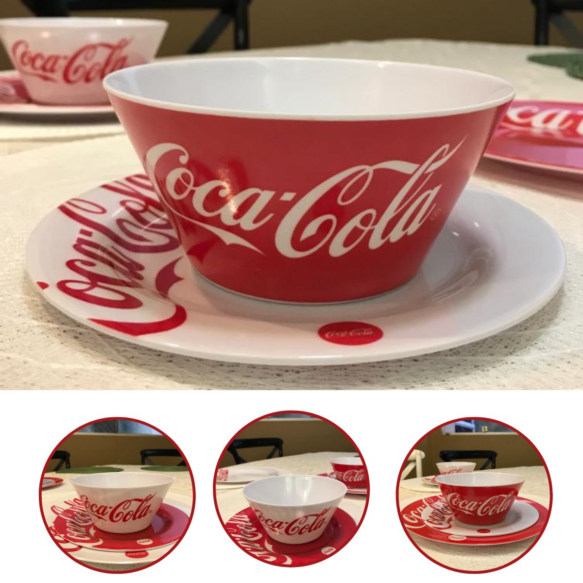 Bowl e Prato Sobremesa Melamina Coca Cola 12pç Hauskraft - Image 4