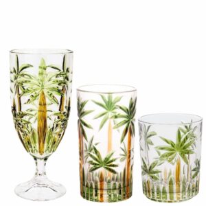 Jogo de Taças e Copos Agua e Wisky Cristal Palm Tree Wolff