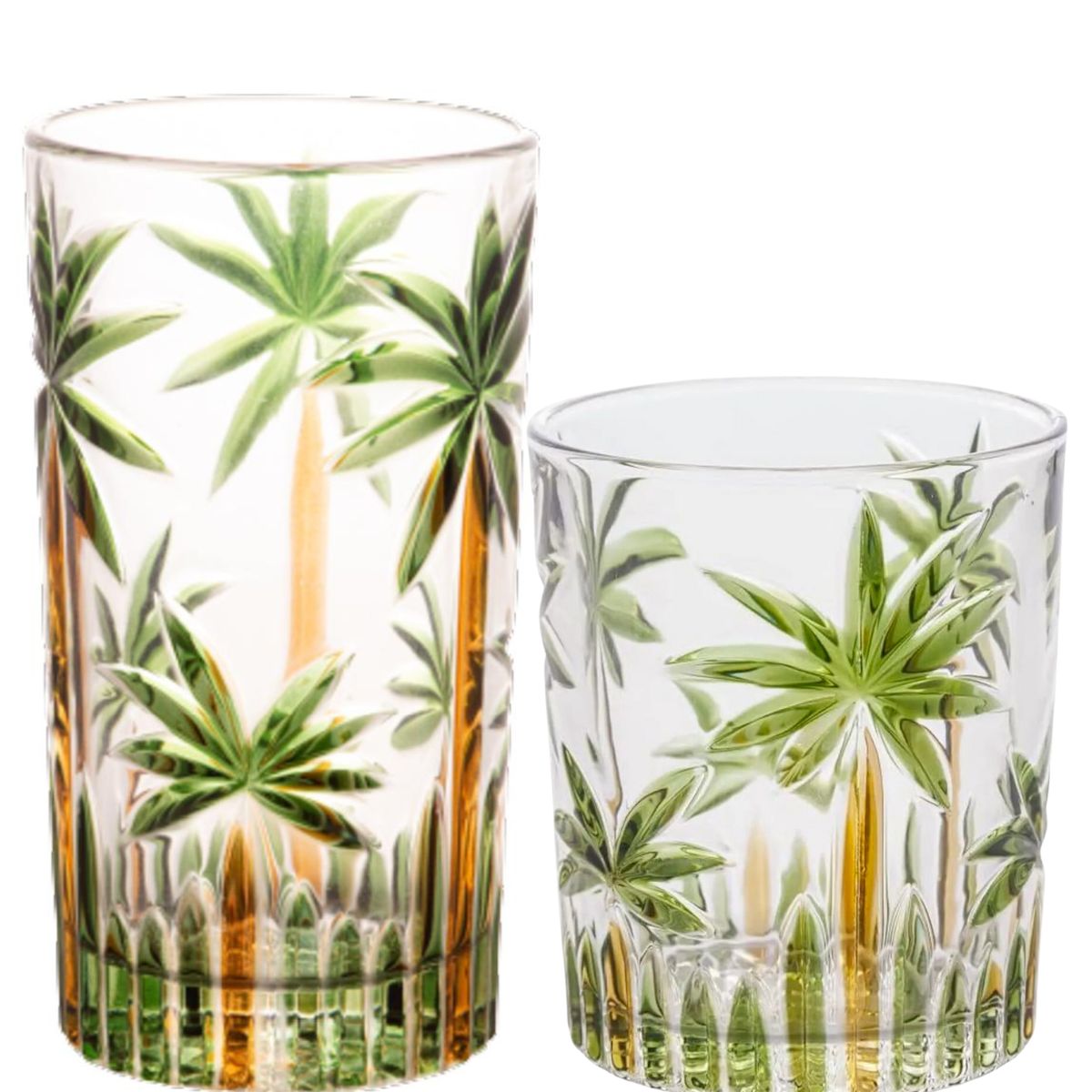 Jogo de Taças e Copos Agua e Wisky Cristal Palm Tree Wolff - Image 2