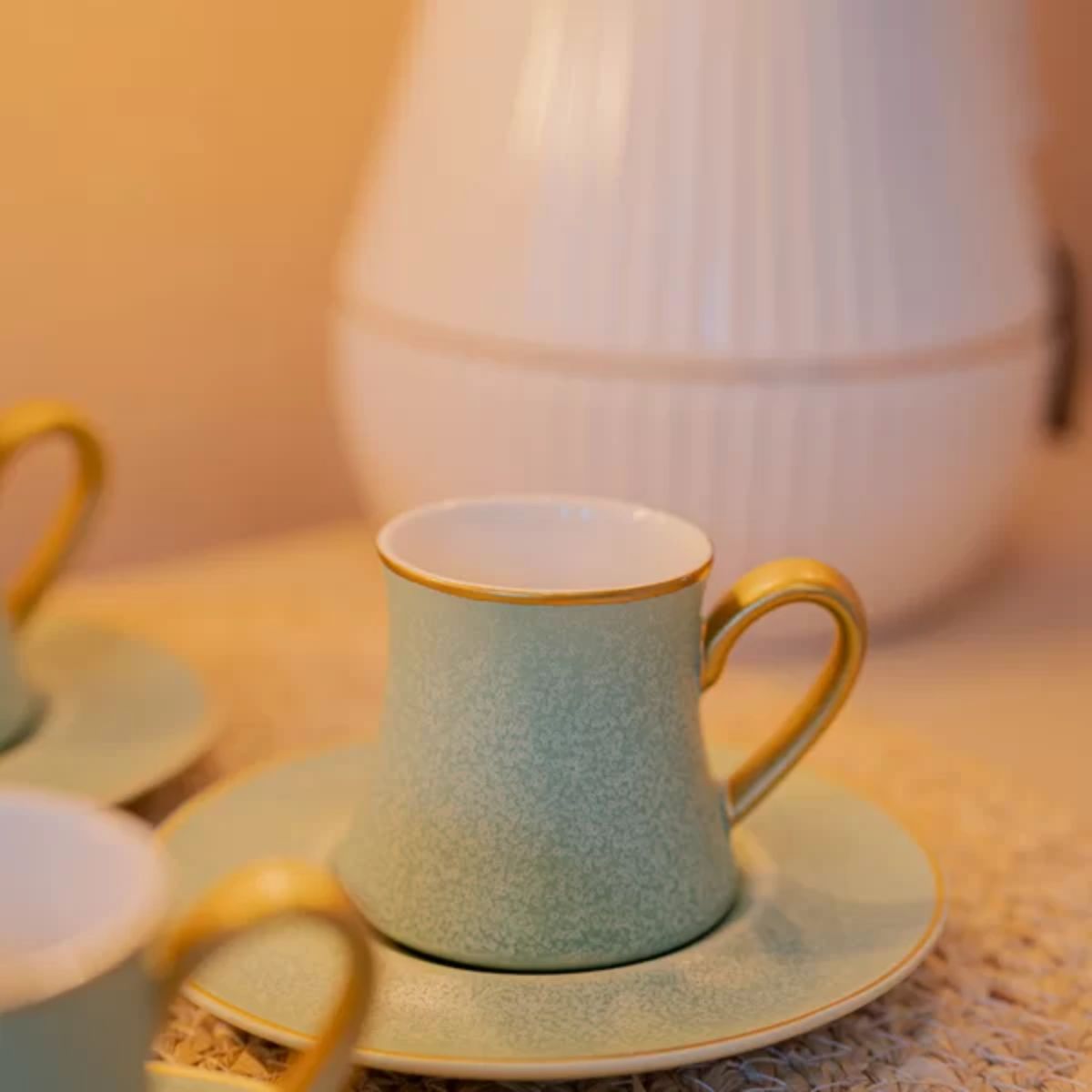 Jogo Xícaras para Café Galet Porcelana New Bone Verde 80ml 6un L'hermitage - Image 5